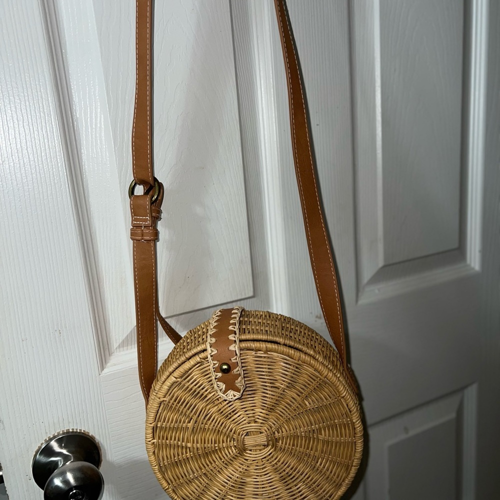 Brown Woven Crossbody Bag